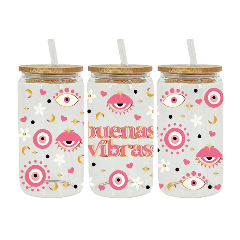 Ready To Ship wholesale Custom girl Design 16oz UV DTF Wrap Cup Glasses Transfer