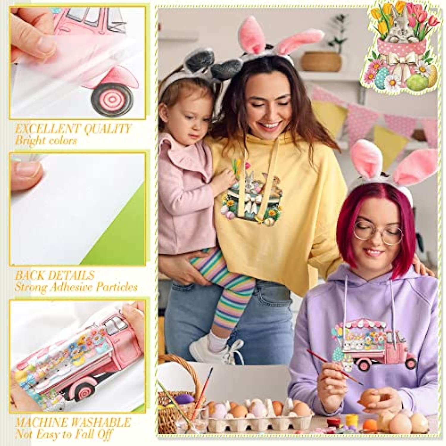Easter Egg Bunnie Iron on Decals Vinyl Patch Dtf Heat Transfer Ready to Press Screen Print Transfers Dtf Transfers for Garments