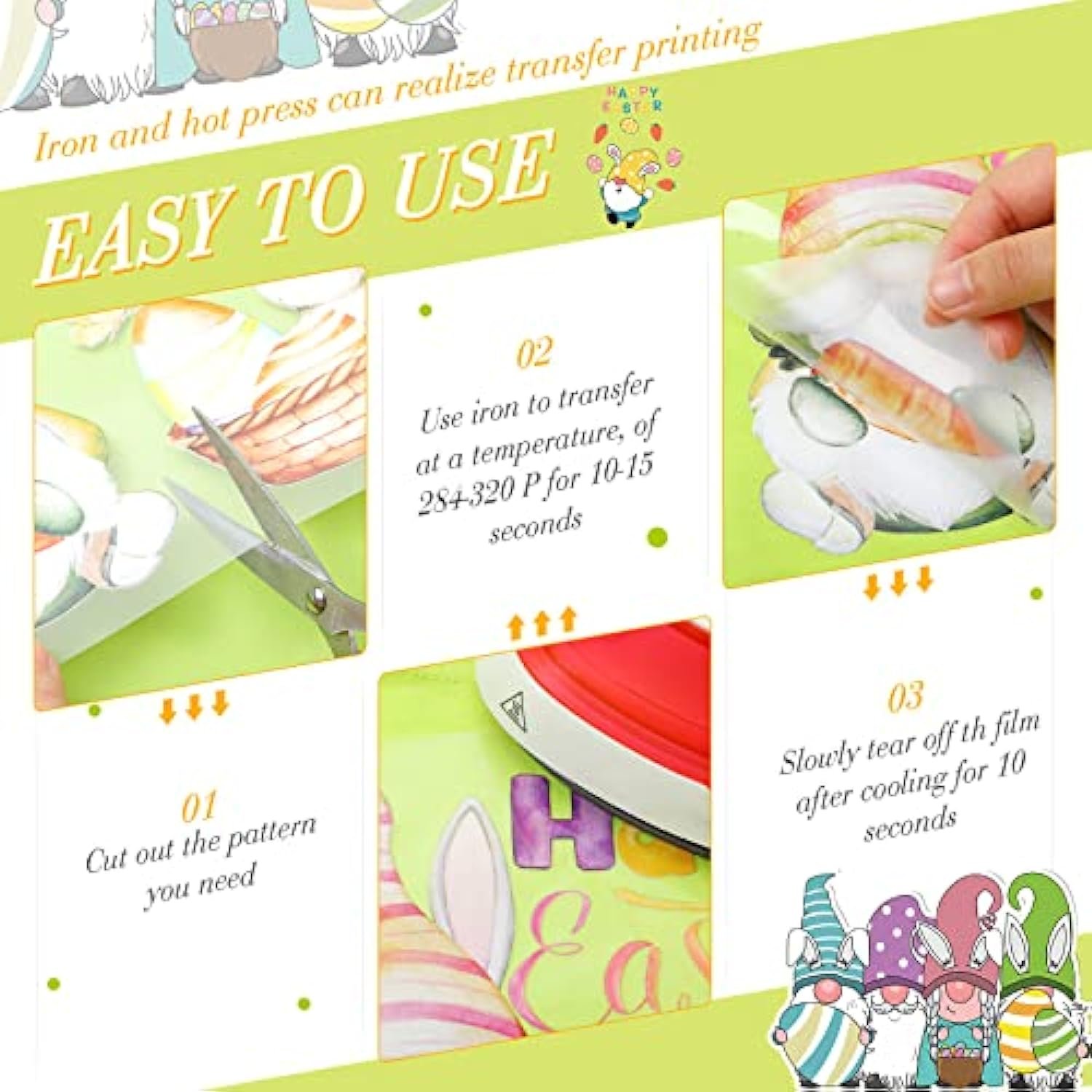 Easter Egg Bunnie Iron on Decals Vinyl Patch Dtf Heat Transfer Ready to Press Screen Print Transfers Dtf Transfers for Garments