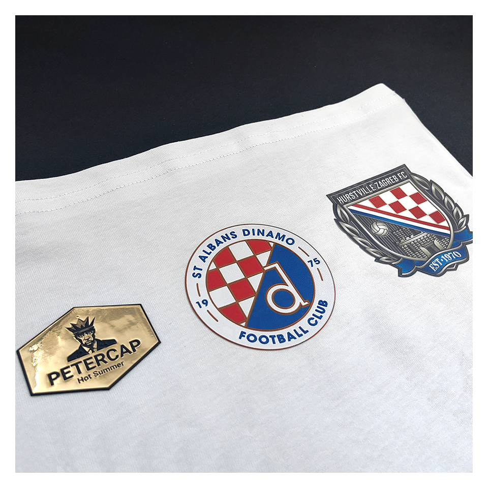 Personality Custom 3D LOGO Patterns Labels Maker Printing Golden Plating Letters Logo Heat Transfer TPU Patches for Clothing