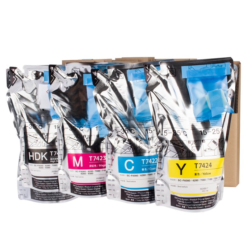 T7411-T7414 1000ML Dye Sublimation Ink Bag for Surecolor F Series F6200 F7200 F9200 Heat Transfer Printing Ink with Chips