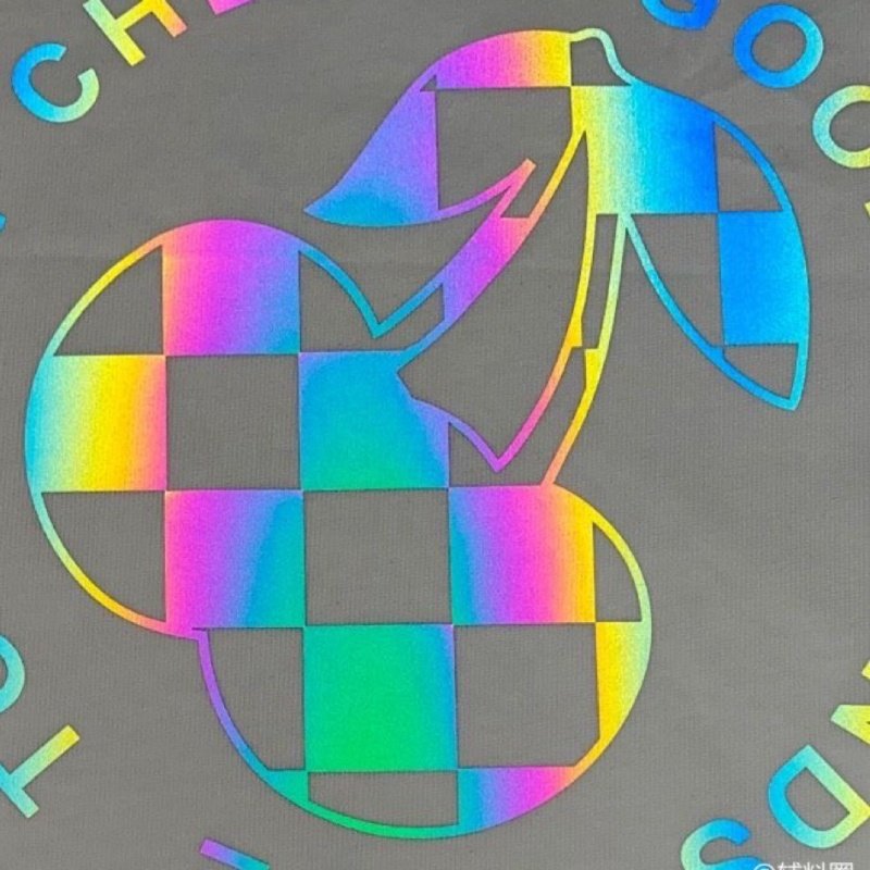 Custom rainbow Laser stickers silver reflective heat transfer printing label high light reflective vinyl heat transfer logo