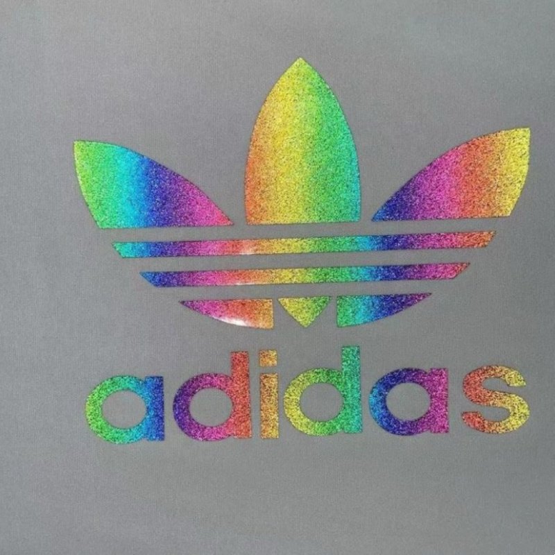 Custom rainbow Laser stickers silver reflective heat transfer printing label high light reflective vinyl heat transfer logo