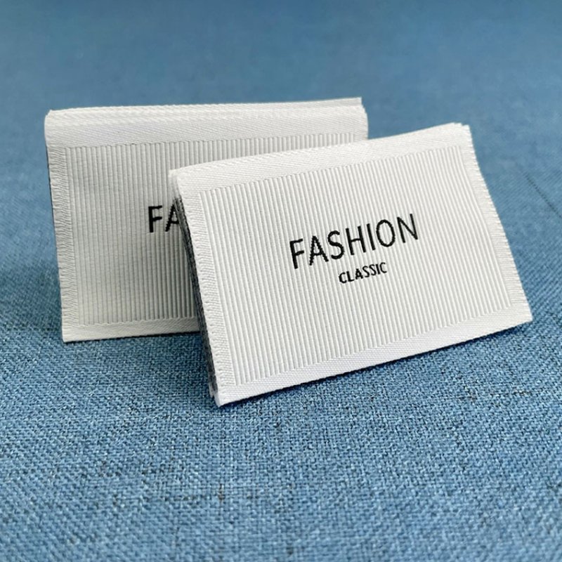 Factory Price Private Woven Damask Satin Brand Tags Custom Logo Tag etiquette Personalise Vetement Woven Label For Clothes Print