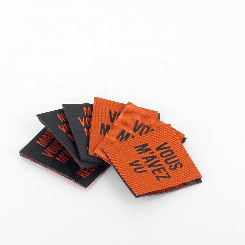 Factory Price Private Woven Damask Satin Brand Tags Custom Logo Tag etiquette Personalise Vetement Woven Label For Clothes Print