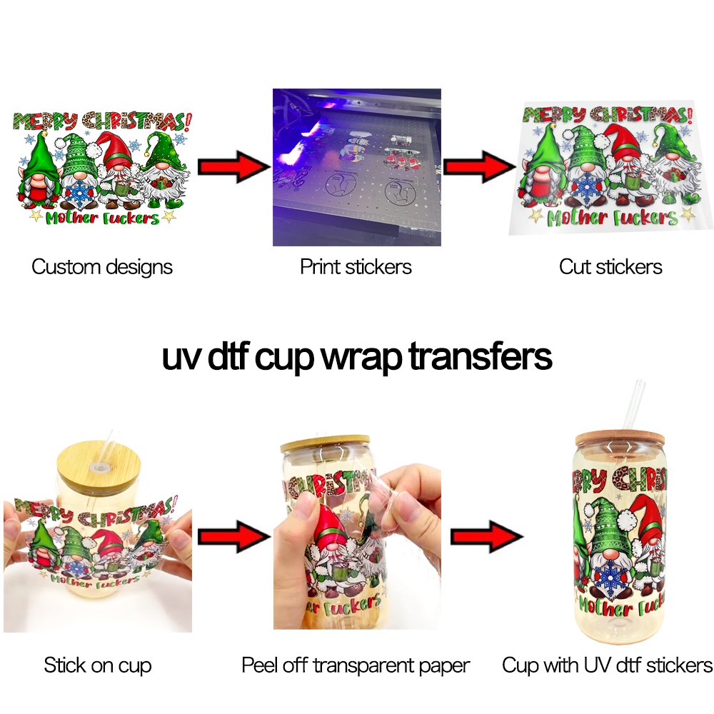 Yunshang Wholesale Custom uv dtf Cup Wrap Transfers logo Halloween cups transfers stickers for Mug Coffee Cups