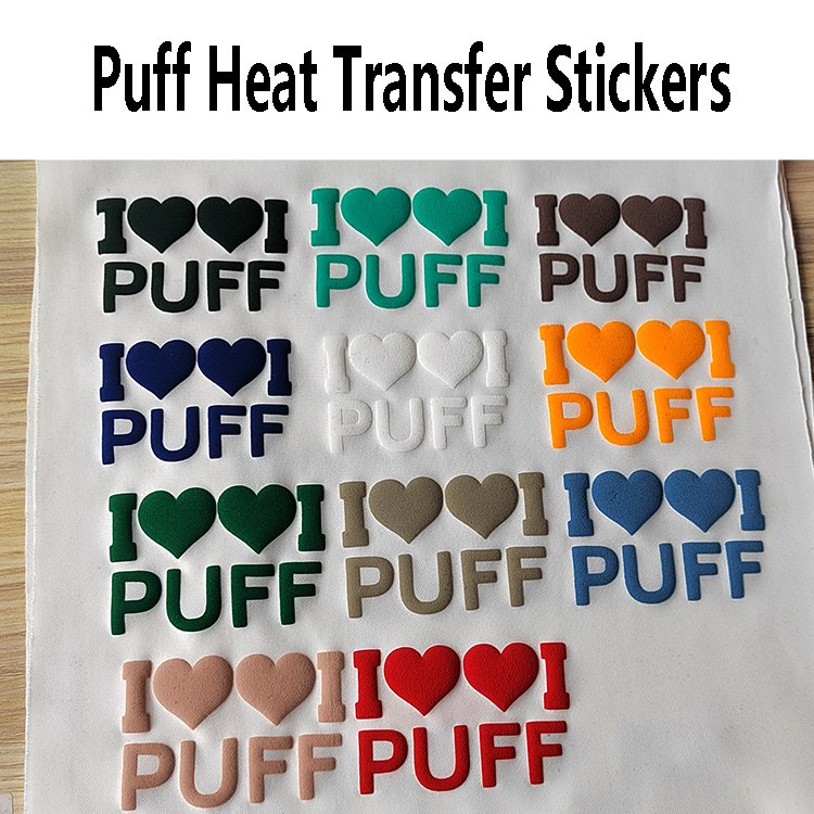 3D Puff Stickers Customized Label Logos Brand Name Multi-Color Htv Plastisol 3D Effect Puff Print Heat Transfer For T-Shirt