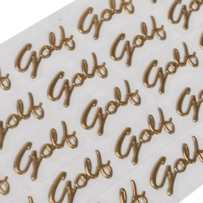 High Quality 3D Metal Logo Transfer Printing Sticker Label Custom Gold Adhesive Waterproof Design Wholesale