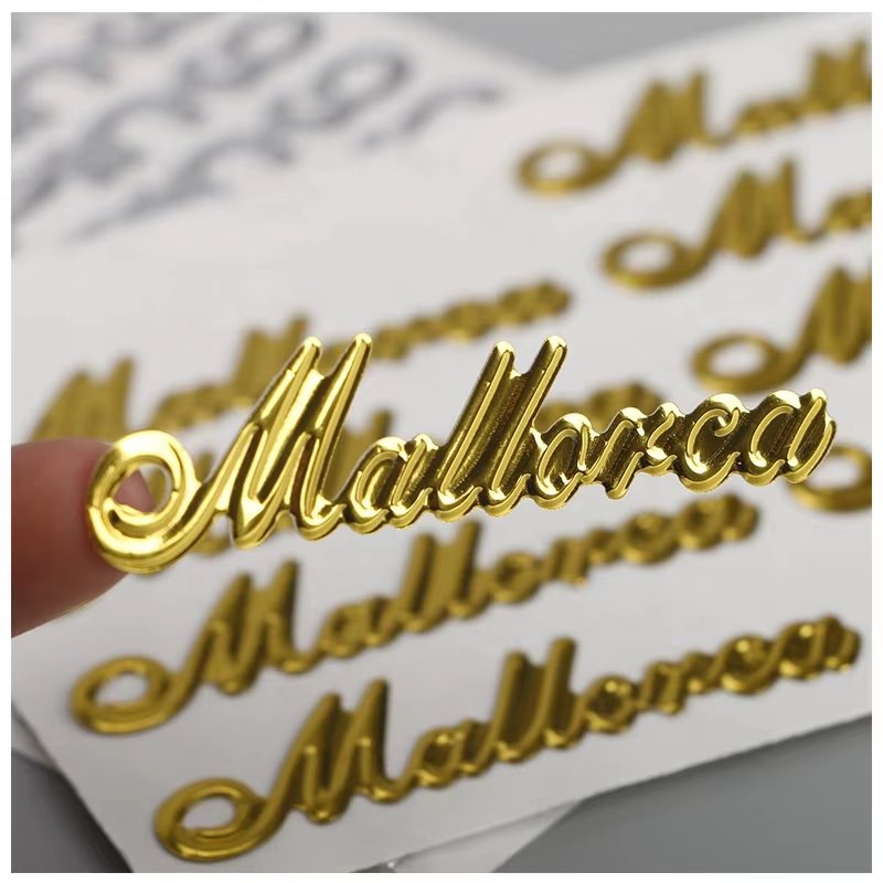 High Quality 3D Metal Logo Transfer Printing Sticker Label Custom Gold Adhesive Waterproof Design Wholesale