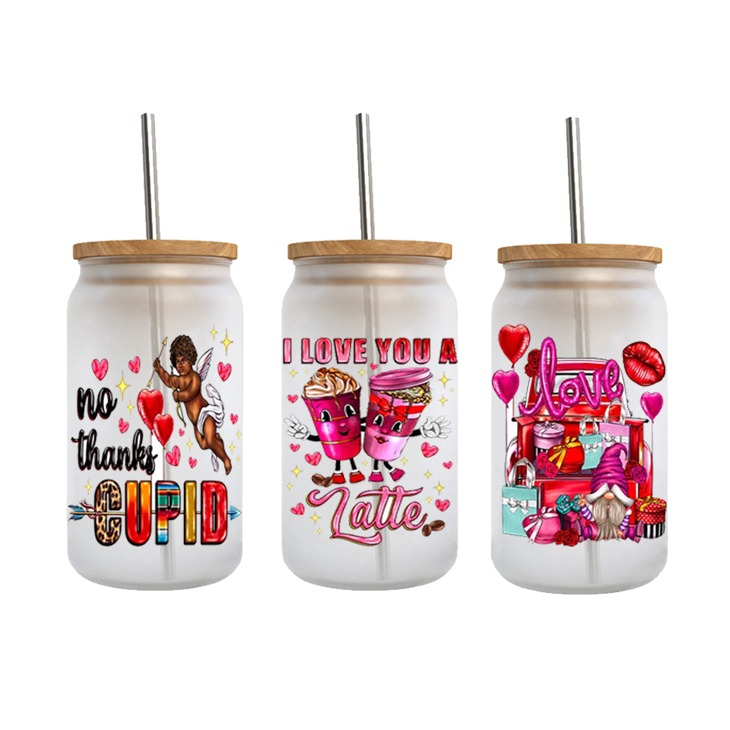 UV-DTF Best Wholesaler UV DTF Cup Transfers Valentines Day Decals Waterproof Sticker for 12oz 16oz cup wrap transfer