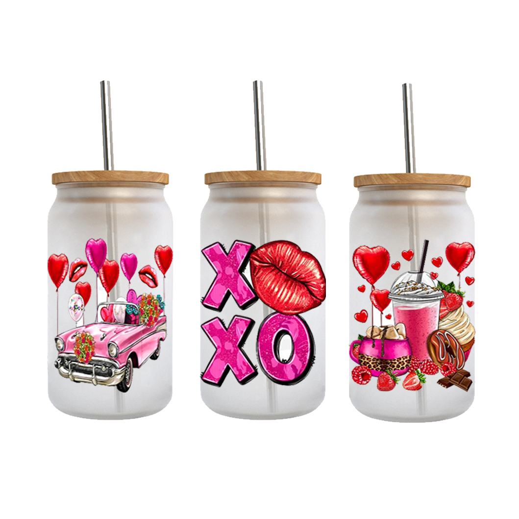 UV-DTF Best Wholesaler UV DTF Cup Transfers Valentines Day Decals Waterproof Sticker for 12oz 16oz cup wrap transfer