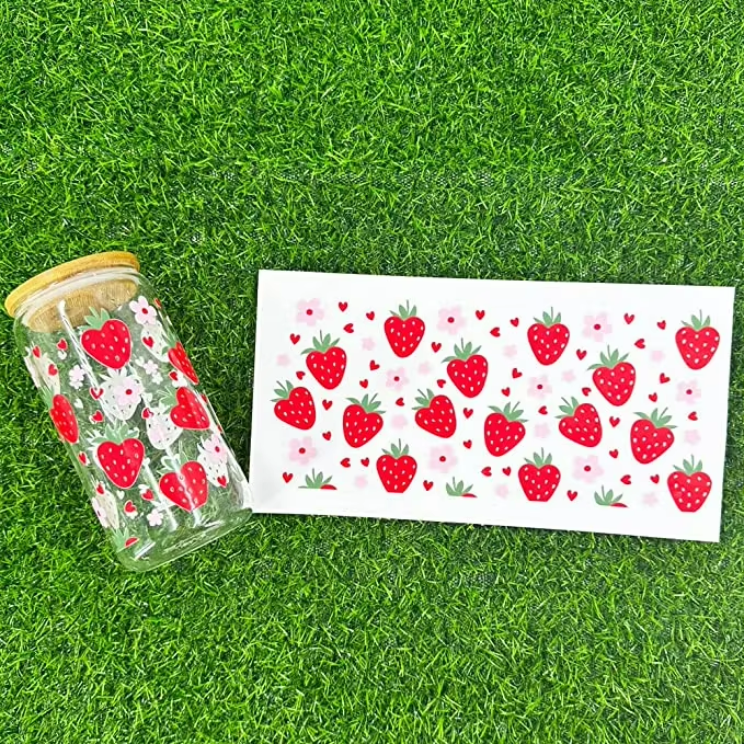High Quality Factory Wholesale UV DTF Cup Wrap Transfers Custom Glass Water Transfer Printing Mug Washable Heat Transfer
