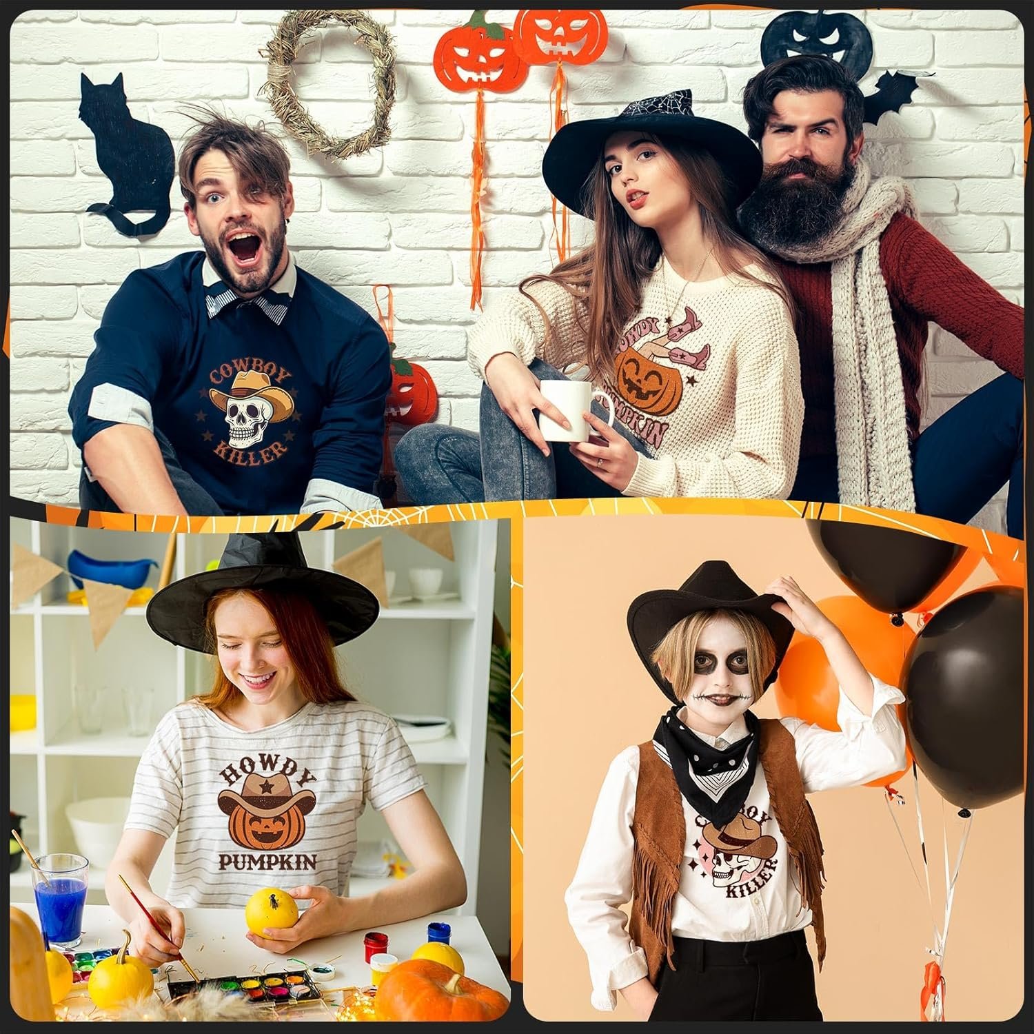 Retro Western Iron on Transfer Patches Ghost Decals for Jeans Western Halloween DTF Heat Transfer Vinyl Stickers for Clothing