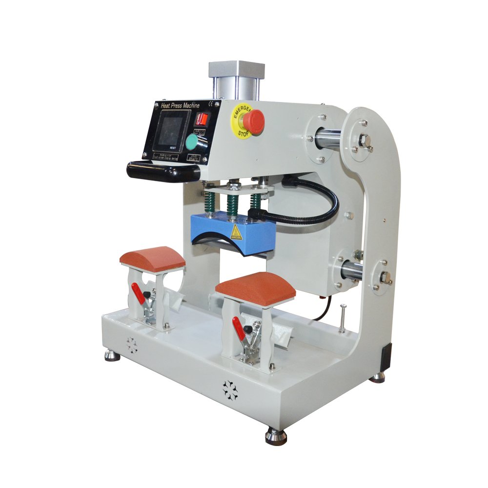 Air press single bed pneumatic heat press machine for c.a.p 8x14cm automatic open logo labelless sublimation transfer