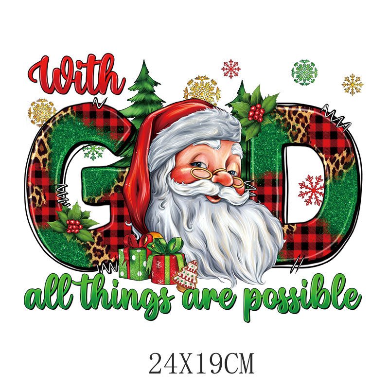 Christmas Day Snow Men Heat Transfer Sticker For Clothing pillows DIY T-Shirts dtf powder for t shirt heat transfer printing