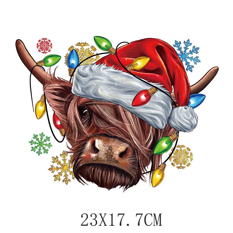 Christmas Day Snow Men Heat Transfer Sticker For Clothing pillows DIY T-Shirts dtf powder for t shirt heat transfer printing