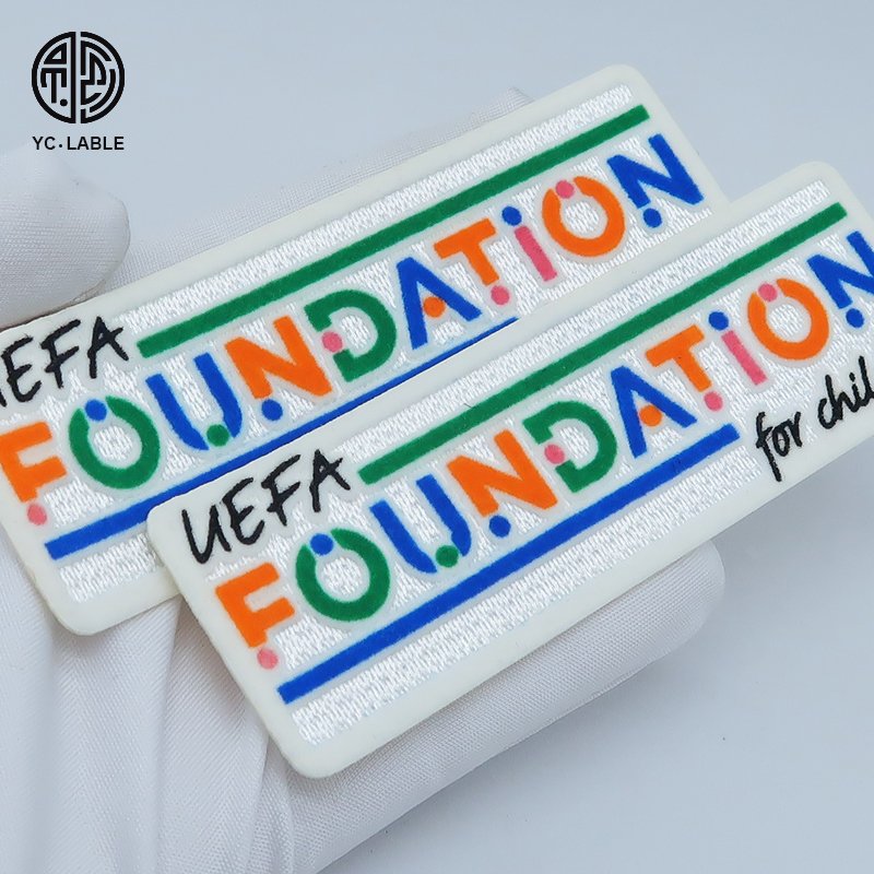 Custom Heat Transfer Heat Press Logo 3D washable Embossed PVC Rubber Flock Silicone Iron-on Patch Printing Labels For Garments