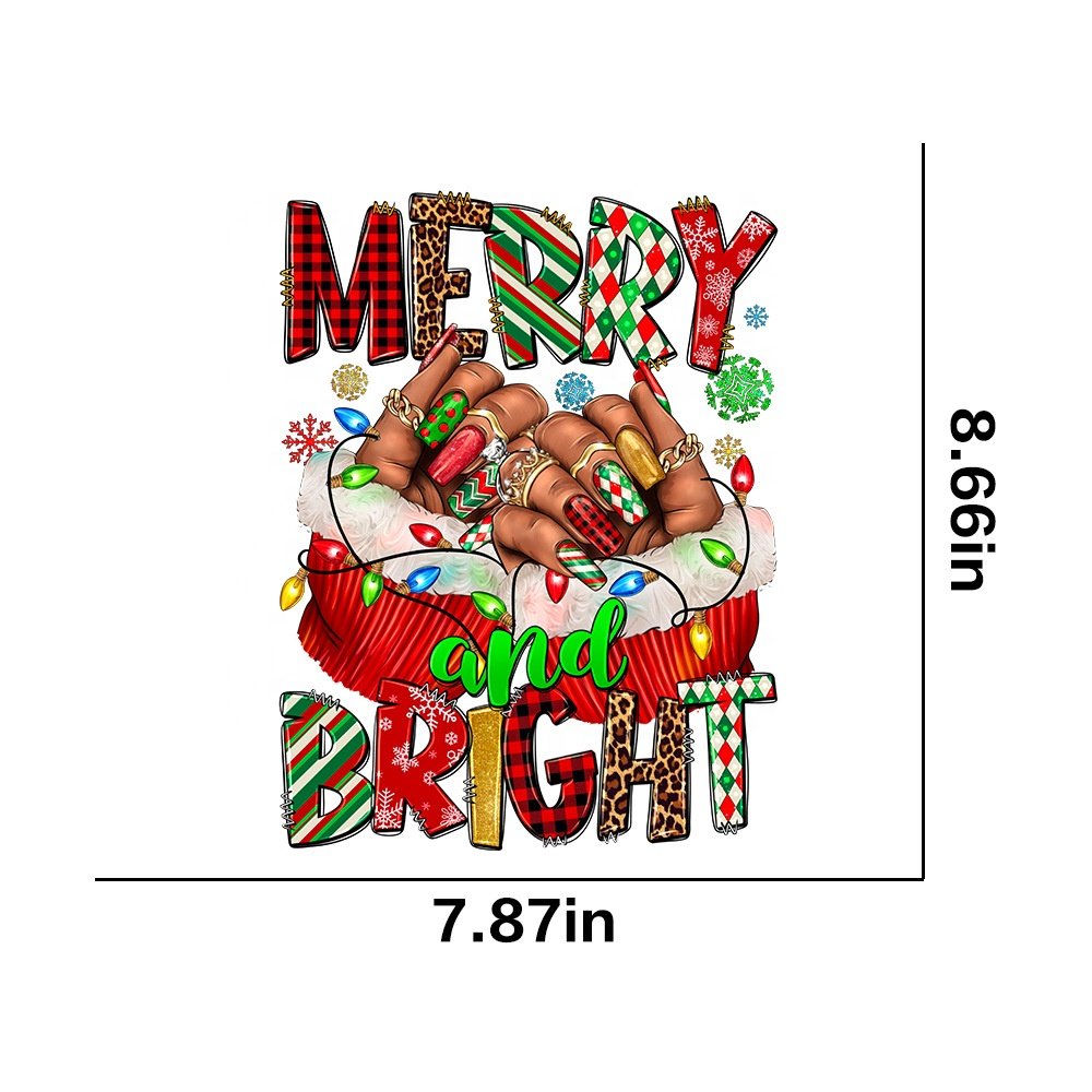 Custom Christmas UV DTF Transfer Paper Soft Film Designs Ready to Press for T-Shirts & Bags Heat Transfer Printing Method