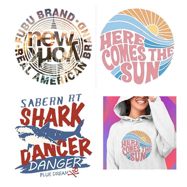 Hot Sale Custom Fashion Brand Name Logo Plastisol Printing Heat Transfer Sticker Labels for Clothes