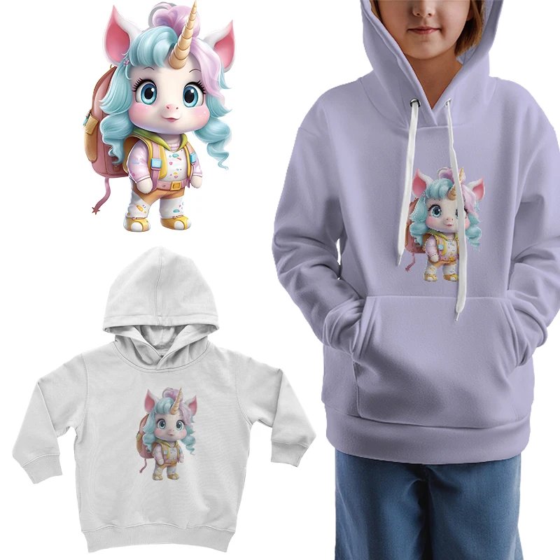 Iron on Transfer Cute Unicorn Heat-sensitive Patches Application Stripes on Kids Clothes Ironing Printing for Tops DIY Decals