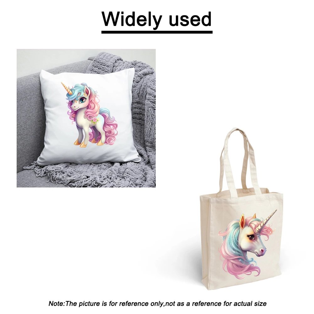 Iron on Transfer Cute Unicorn Heat-sensitive Patches Application Stripes on Kids Clothes Ironing Printing for Tops DIY Decals