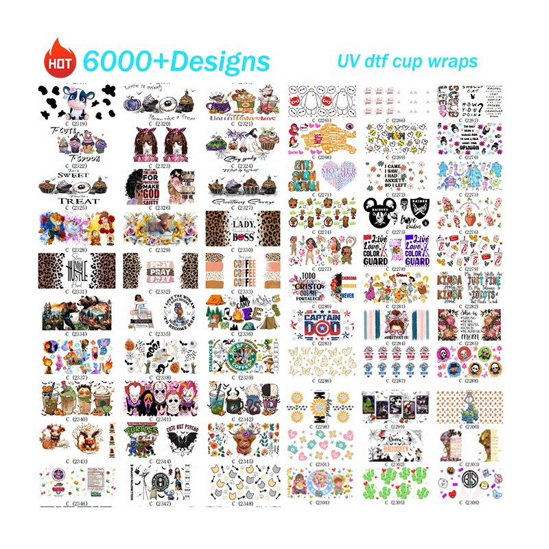 Wholesale Custom UV DTF Decals 16oz 20oz Weed Cups Glass Wraps Pegatina Transfers Stickers Bottle Water Transfer Printing Method