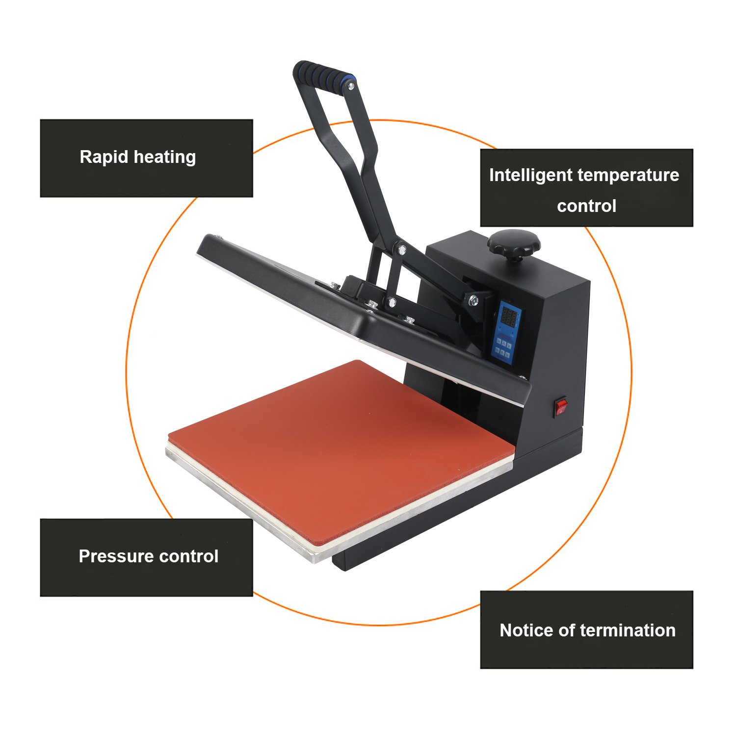 Hot Sale 1800W Digital 38*38 Heat Transfer Printing Sublimation Machine Portable Heat Press Machine for T-shirt Tote Bag