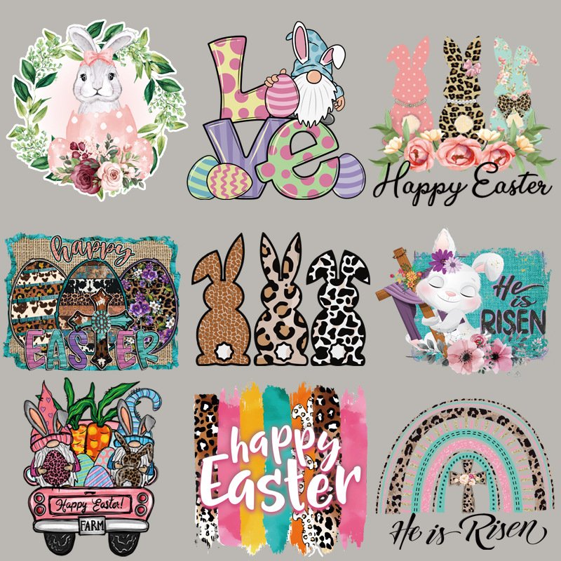 Spot Wholesale Easter Pattern Custom Printable Plastisol Vinyl Film Designs Sticker Logo Heat Transfer Designs For T Shirts