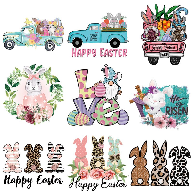 Spot Wholesale Easter Pattern Custom Printable Plastisol Vinyl Film Designs Sticker Logo Heat Transfer Designs For T Shirts