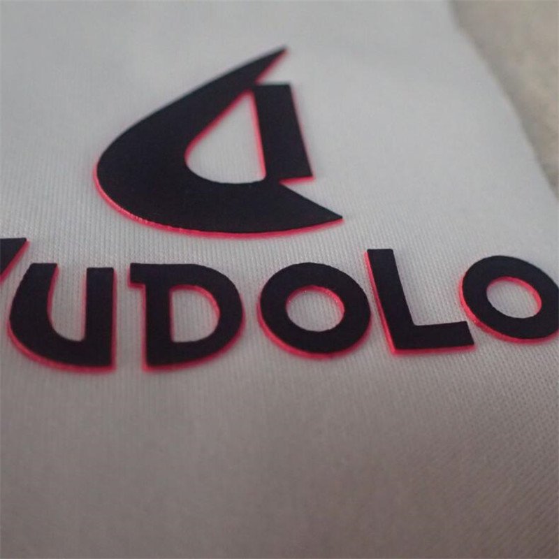 Custom Rubber 3D Raised Patch Effect Brand Name Embossing Logo Iron On Clothing Label Silicone Heat Transfer Printing