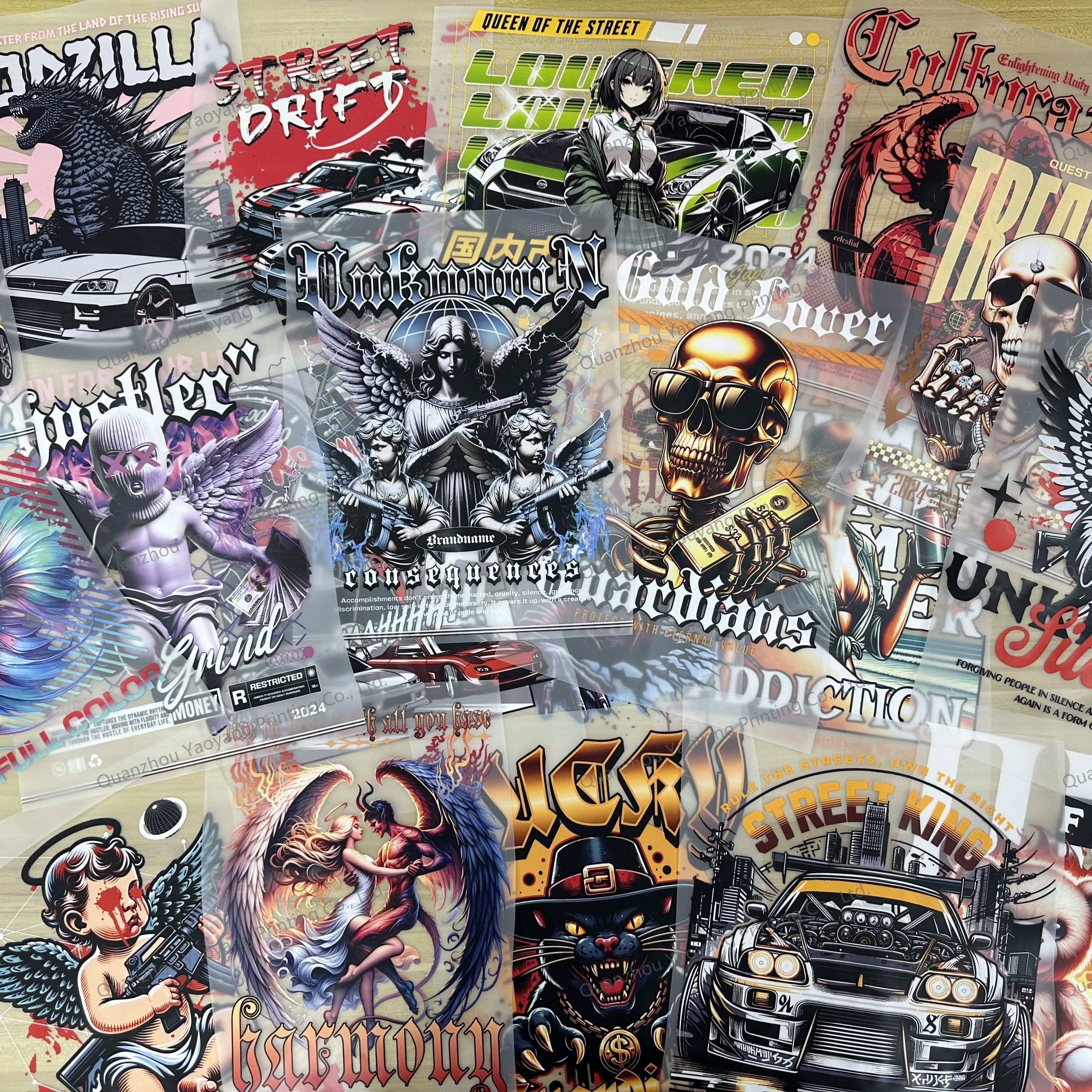 Custom logo stickers Clothing Stickers Air Transport door-to-door Service dtf transfer Plastic transfer printing