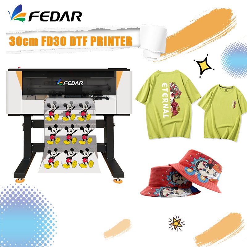 A3 30cm PET Film DTF Printer Roll to Roll Digital Heat Transfer printing machine with powder shaker