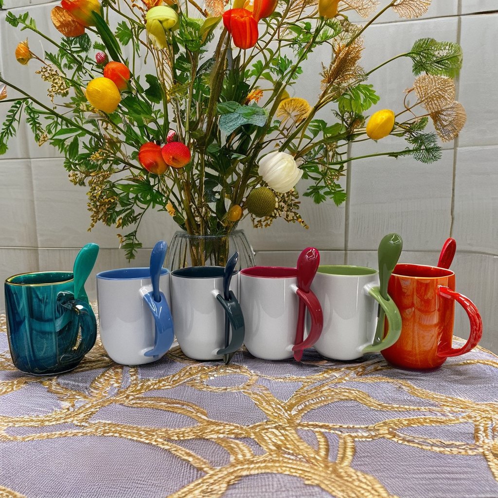 Custom Top Grade 11oz 330ml Stainless Steel Coffee Ceramic Mug 3D Design Travel Gift Logo Inner Handle Transfer Printing