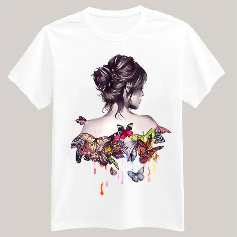 wholesale butterfly girl DTF iron on transfer printing sticker for t-shirt