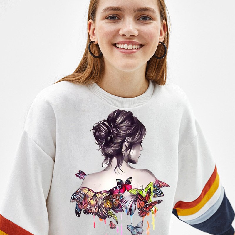 wholesale butterfly girl DTF iron on transfer printing sticker for t-shirt