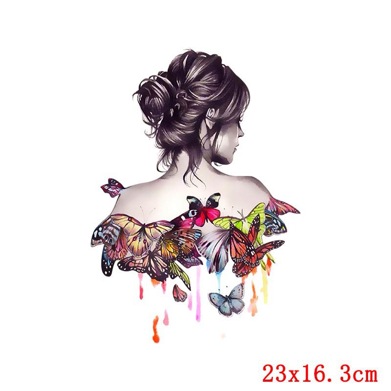 wholesale butterfly girl DTF iron on transfer printing sticker for t-shirt