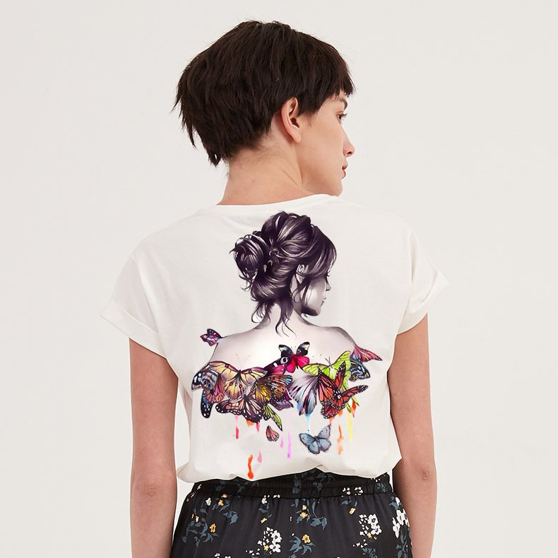 wholesale butterfly girl DTF iron on transfer printing sticker for t-shirt