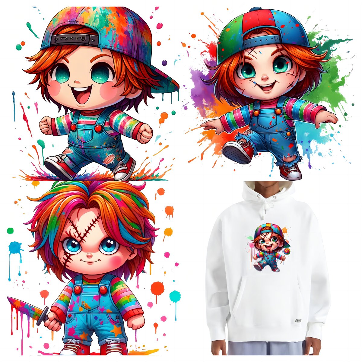 High Quality Factory Custom Dtf Printing Label Transfer Printing Vinyl Transfer Sticker for T-shirt Heat Transfer Halloween QZYY