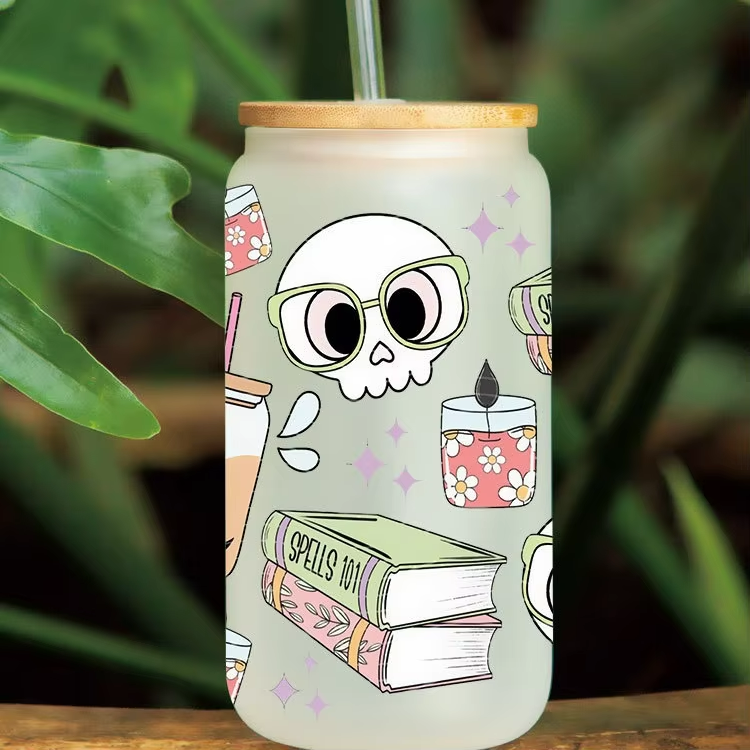 16Oz Halloween Print Design Washable Animals Cats Skeletons Bats Water Transfer Printing Method