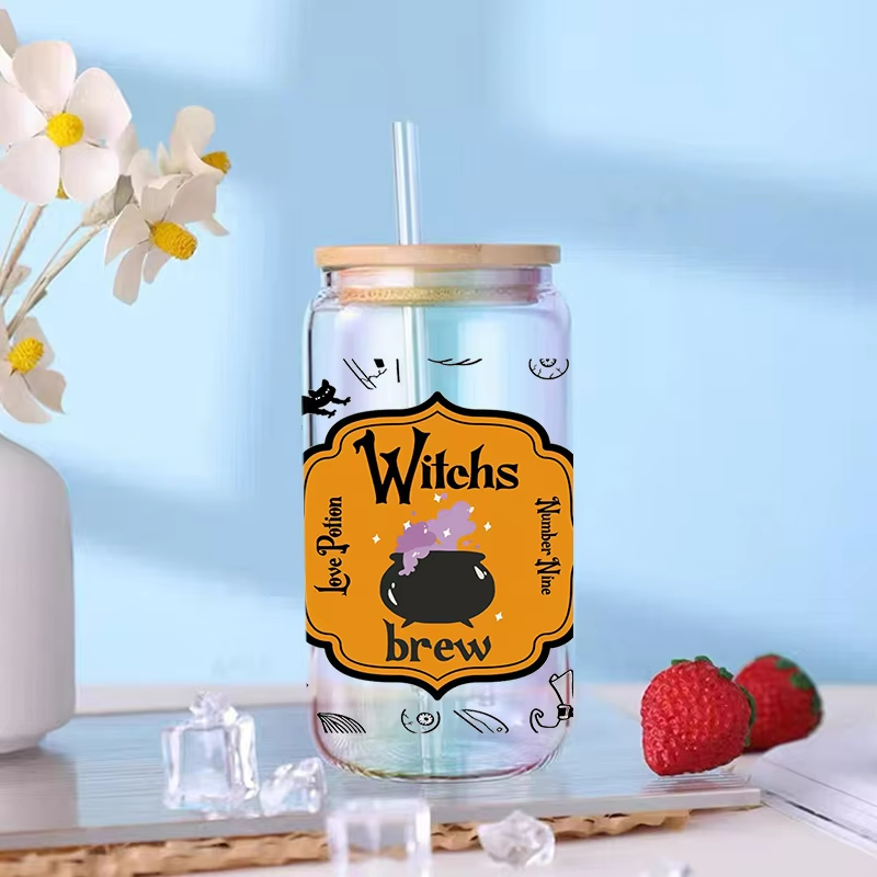 16Oz Halloween Print Design Washable Animals Cats Skeletons Bats Water Transfer Printing Method