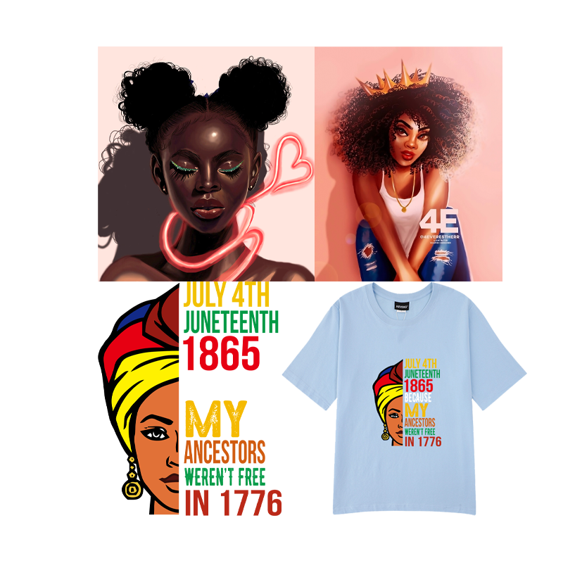 Clothing accessories Heat transfer printing hot stamping DTF beautiful girl printed stickers