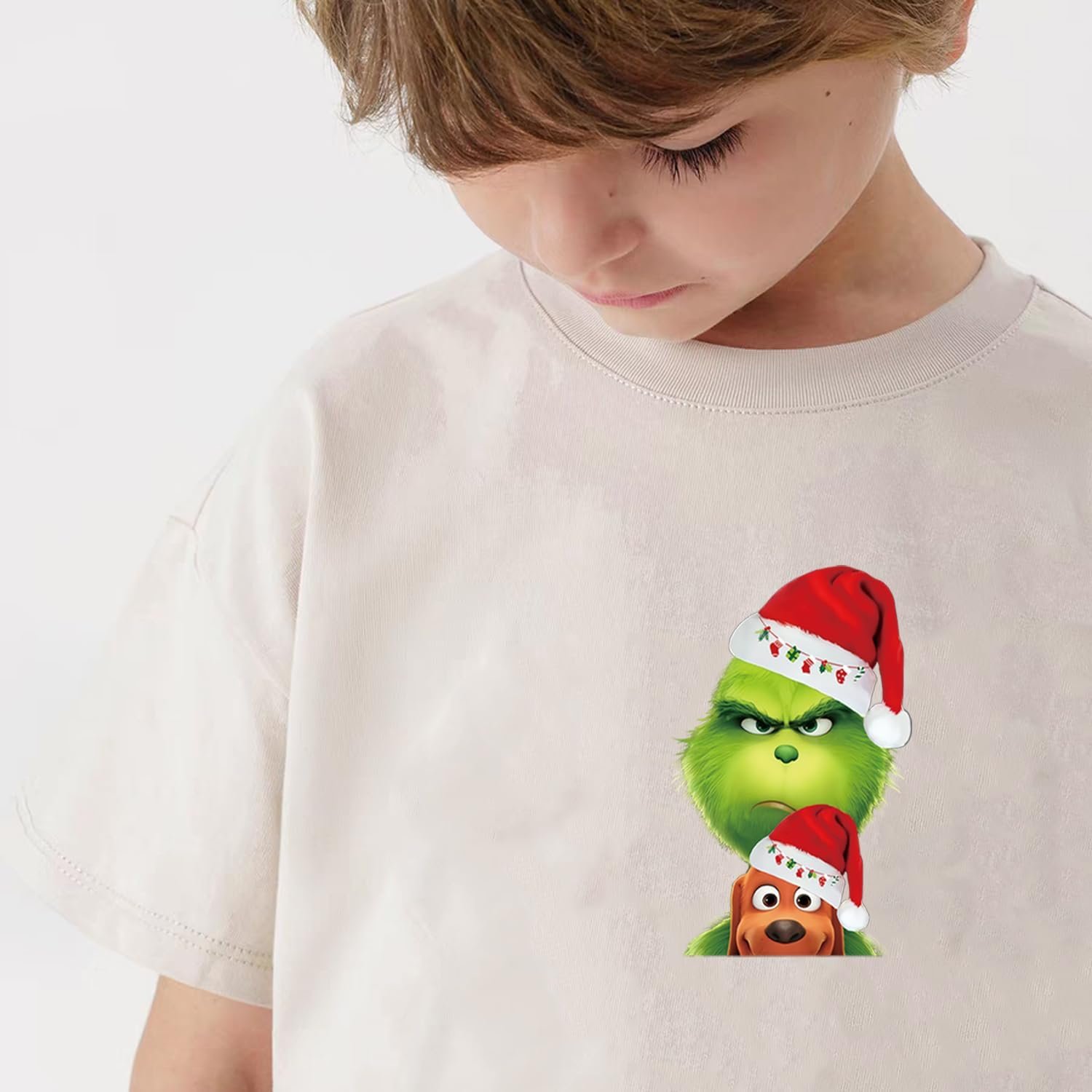 Xmas Green Monster Designs Heat Transfer Stickers for Clothing Merry Christmas Vinyl Stickers Cartoon Appliques for T-Shirt DIY
