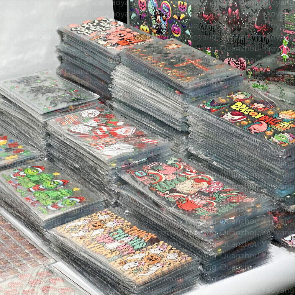Wholesale High quality waterproof cold peeling decal glass libby Plastic Transfer Printing sticker 16oz uv dtf wraps