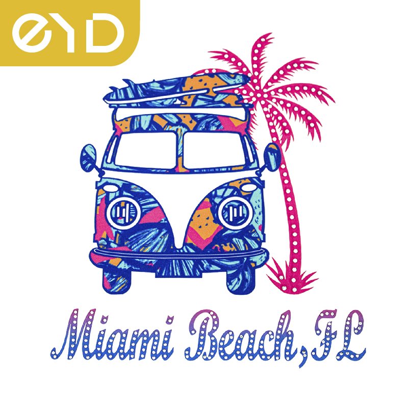 EYD T Shirt Embroidery Patches Iron On Custom Colorful Letters Ironing Neck Label Logo Heat Transfer Printing