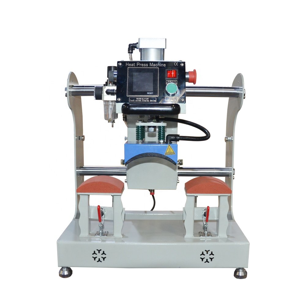 Double Station Auto Open Upper Slide Garment Caps Label Brand transfer printing Press Heat transfer Machine For 8x14cm