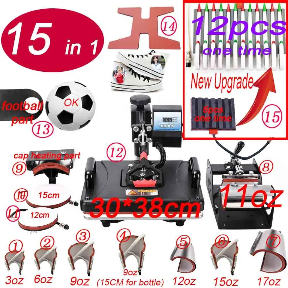 Heat Transfer Printing Machine Sublimation Machine 15 in 1 Combo Heat Press Machines