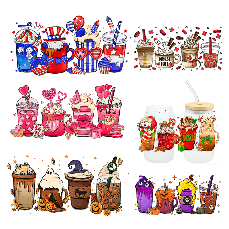 Heat Transfer Dtf Transfer Uv Dtf Sticker Uv Dtf Cup Packaging Transfer 16Oz Customized