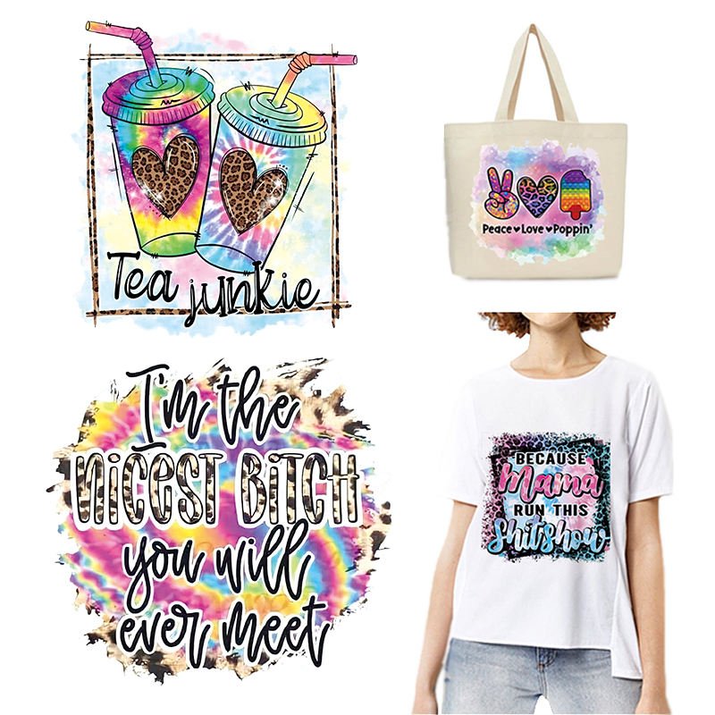 custom dtf designs stickers iron on transfer print on t-shirt heat transfer on clothing labels custom logo