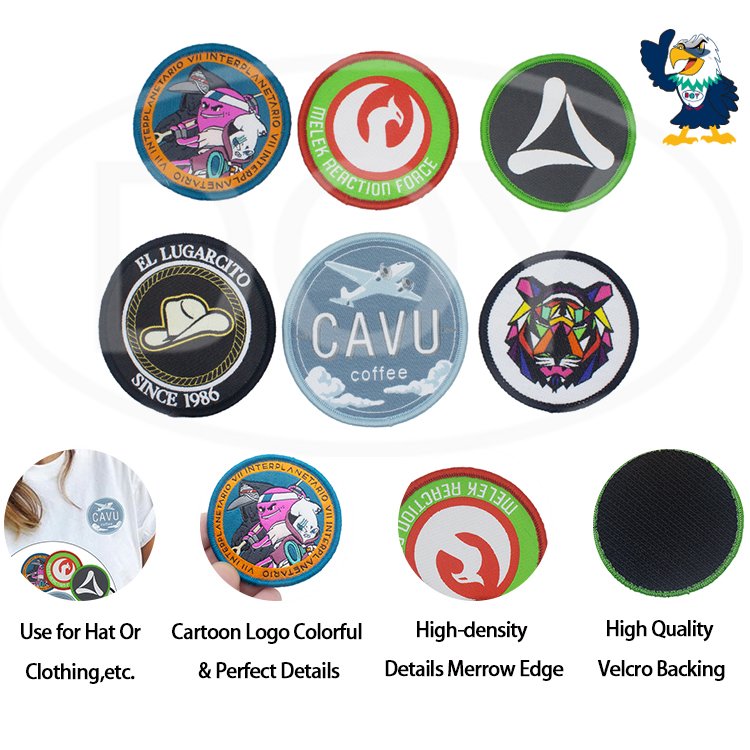 Badges Manufacture Custom Dye Sublimation Heat Transfer Cartoon Embroidered Logo Patches for Clothing