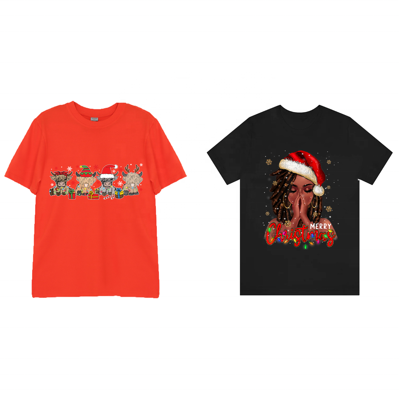 Manufacture low MOQ Christmas custom shirts with logo vinyl sticker dtf transfer printing plastisol heat transfer for t shirt